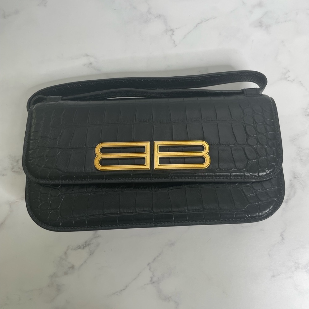 Balenciaga Gossip Small Croc Embossed Leather Shoulder Bag - Picture 5 of 16